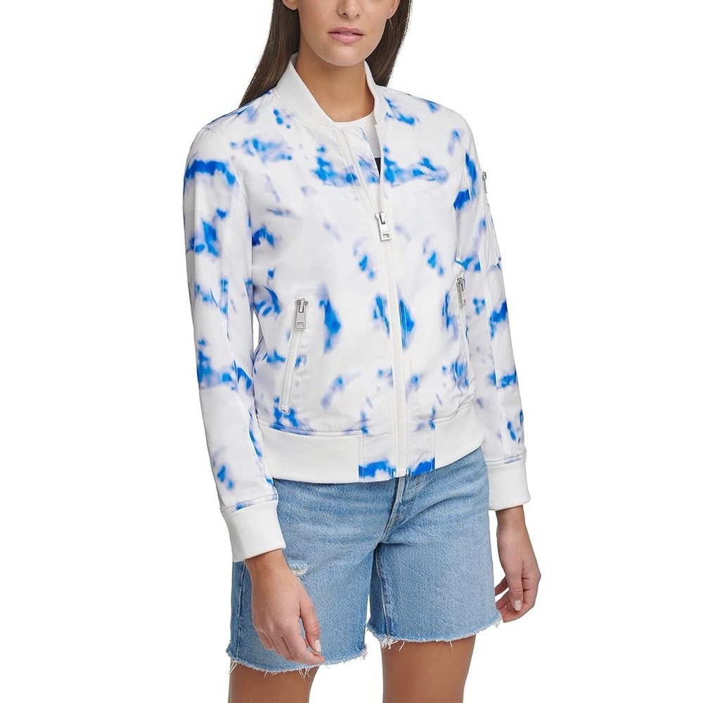 Levi's Melanie Tie Dye Bomber Jacket Blue White Size XS